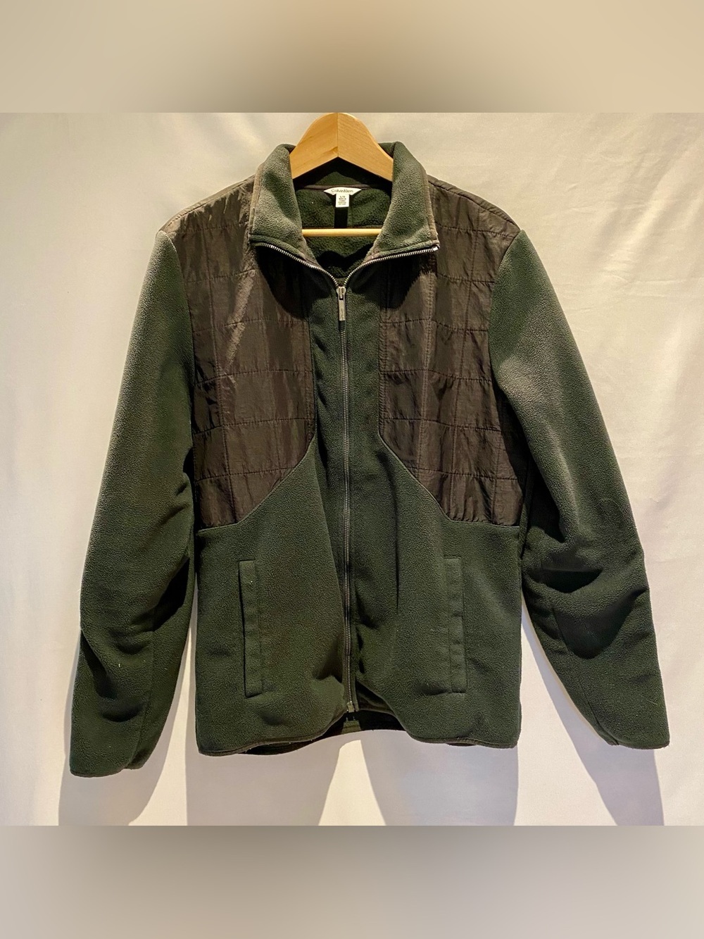 Calvin Klein Green & Gray Fleece Jacket, size L